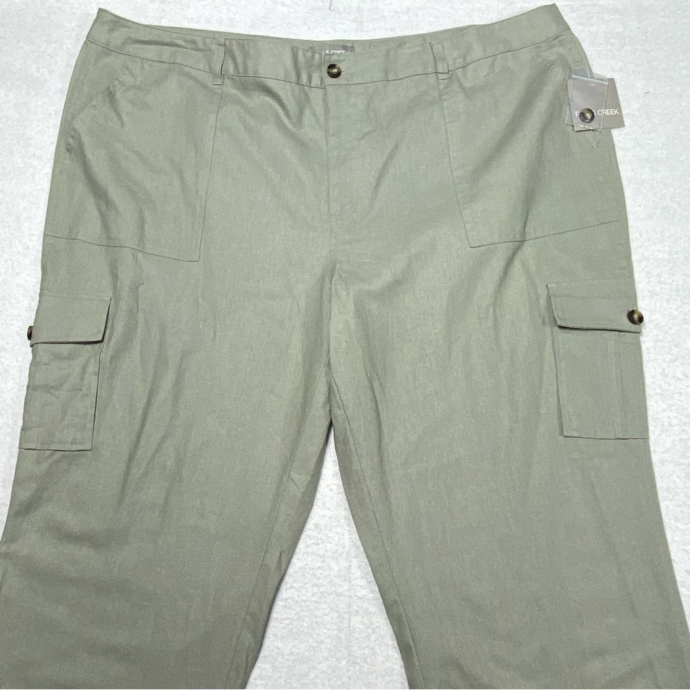 Falls Creek Cargo Pants Women Plus 24 Sage Gray Crop Stretch Casual Workwear NWT - Picture 2 of 16